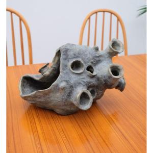 Patinated Terracotta Bronze Sculpture “hunger” By Hugo Verheyen, 1970