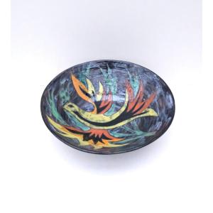 Salad Bowl By Jeannette And Georges Picard In Enamelled Ceramic, France 1960  