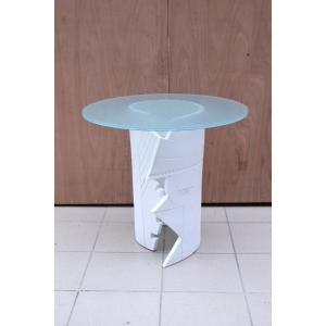 Eglantine Moreau Ceramic And Glass Side Table, France 1980