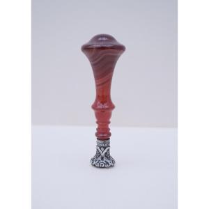 Hard Stone Agate And Silver Stamp Monogram “ee”, Late 19th Century  