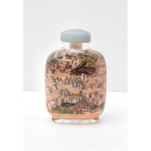 Glass Snuff Bottle With Figures And Scenes From Life, China, 20th Century