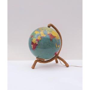 Terrestrial Globe By Audoux Minet For Taride, France 1950