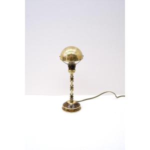 Adjustable Desk Lamp In Lacquered Brass, France 1940  
