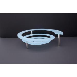 "spirale" Fruit Bowl By Giuseppe Rocco For Rsvp In Glass And Silver-plated Metal, Italy 1980 