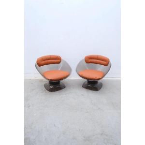 Pair Of Armchairs By Raphael Raffel In Plexiglass, 1970