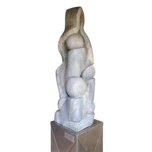 Marble Sculpture By Hugo Verheyen With Steel Base, 1980 