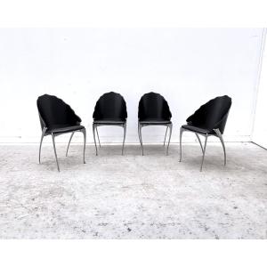 Set Of 4 Chairs By Bernard Dequet For Protis France Design, 1980