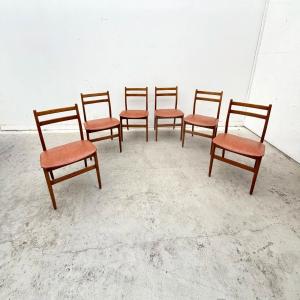 Set Of 6 Scandinavian Style Chairs In Beech And Skai, 1970 