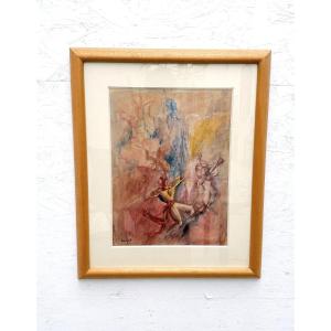 Watercolor On Paper By Marius Woulfart (1905 - 1991), Circa 1940