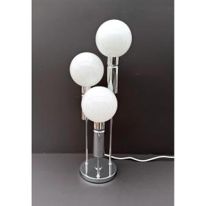 Opaline And Chrome Lamp, Italy 1970