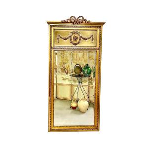 Louis XVI Trumeau Mirror With Mischievous Cherubs Design