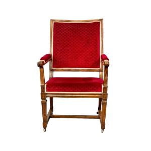 18th Century Louis XVI Walnut Armchair Attributed To Jean Nicolas Blanchard