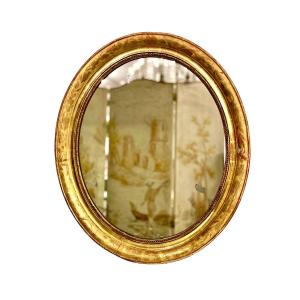 19th Century Oval Giltwood Wall Mirror