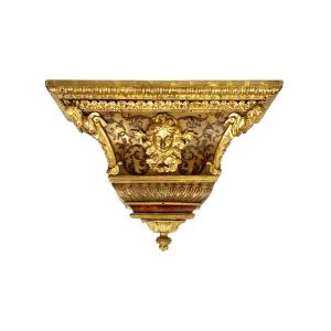 19th Century Wall Bracket Console With Gilt Bronze Mask And Satyrs