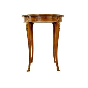 19th Century Louis XV Guéridon Table With Marquetry And Gilt Bronze