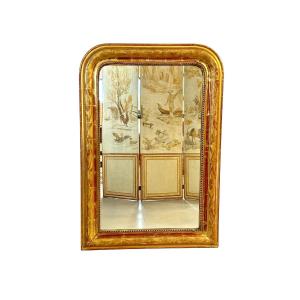 19th Century Louis Philippe Giltwood Mirror With Floral Details
