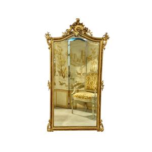 19th Century French Louis XV Giltwood Parisian Mirror