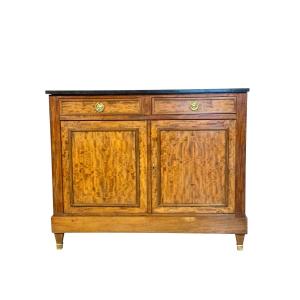 19th Century French Buffet In Burr Elm With Black Marble Top