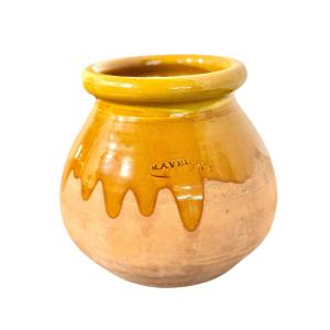 19th Century French Glazed Terracotta Pot With Honey Drip Glaze