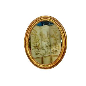 Large Oval Giltwood Mirror, France 19th Century