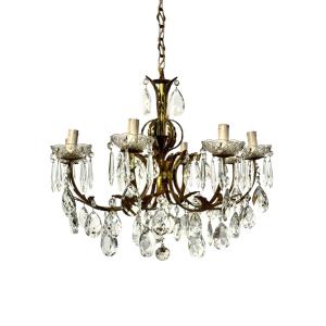 Late 19th Century Gilt Bronze And Crystal Eight-light Chandelier