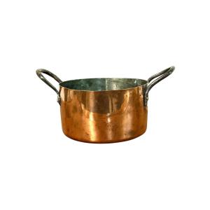 19th Century Antique French Copper Stock Pot With Iron Handles