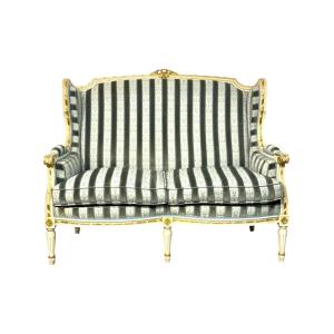 Early 20th Century French Louis XVI Style Painted And Gilded Two-seat Sofa