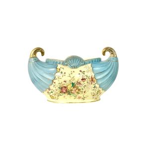 French Art Nouveau Faience Jardinière With Gilt Handles, Circa 1900