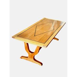 French Art Deco Extendable Dining Cherrywood Table, Seats Up To 14