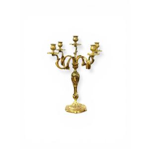 French Gilt Bronze Five-light Candelabrum, Late 19th Century