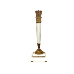 19th Century Empire Style Gilt Bronze And Carrara Marble Lamp Base