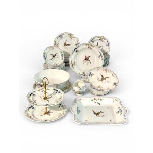 46-pieces French Faience Dinner Service, "cléry" By Moustiers