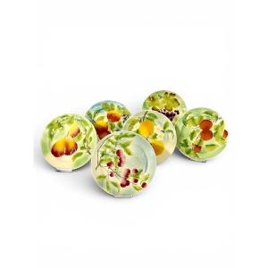 Set Of Six Saint Clément Majolica Fruit Dessert Plates, Circa 1900