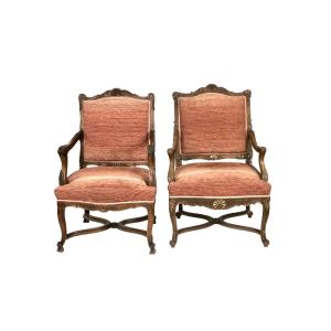 A Pair Of Gorgeous 19th Century “fauteuils à La Reine” In Régence Style