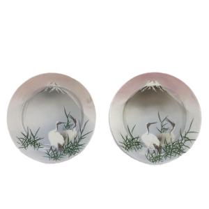 Japanese Porcelain Plates Signed Nishiura Enji Mount Fuji 