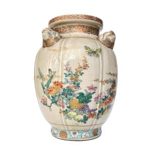 Antique Japanese Satsuma Earthenware Vase By Makuzu Kozan