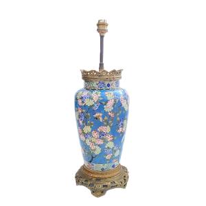 Antique Cloisonné Enamel Lamp China Bronze Frame