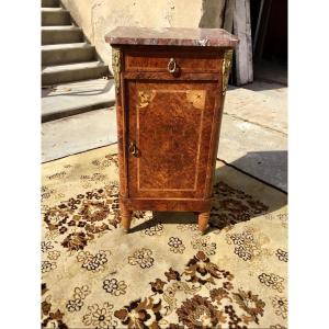 Empire Style Nightstand In Burl Walnut From The 1900s.