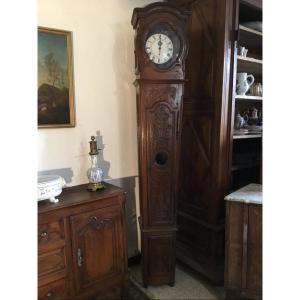 Louis XV Parquet Clock In Oak D 18th Time.