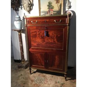 Secretary, Louis XVI, In Mahogany, 18th Century Period