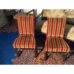 Pair Of Small Louis XIII Chairs In Walnut 19th Century