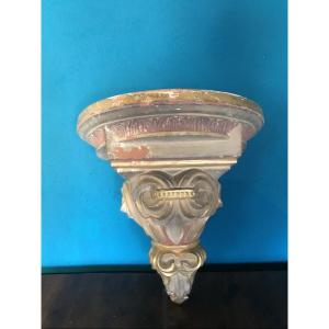 19th Century Polychrome Terracotta Wall Console 