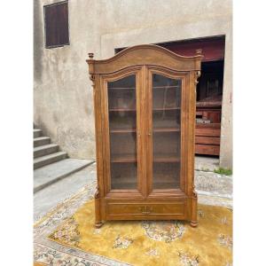 Bookcase, Vintage Biedermeier Blond Mahogany, 19th