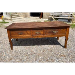 Desk,, Or Table,,, Louis XV In Oak 18th Century.