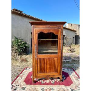 Bonnetière Showcase, Louis XV In Walnut 18th Century
