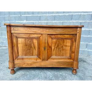 Two Empire Door Buffet In Blond Walnut From The 19th Century.