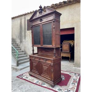 Buffet, Four Louis XIII Style Chateau Doors In Oak, 19th Century.