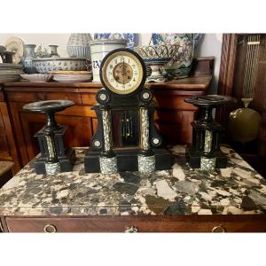 Napoleon III Period Marble Notary Clock, 19th Century 