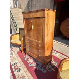 Charles X Restoration Secretary In Blond Mahogany, 19th Century