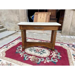 Console, Empire, With Detached Column In Mahogany, Period, 1900.